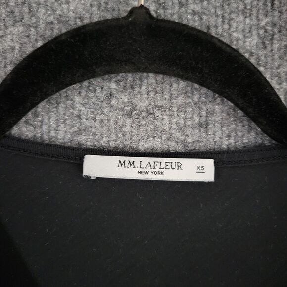 MM LAFLEUR The Octavia Top Black Faux Wrap Long Sleeve Minimalist SIZE XS - Picture 5 of 11